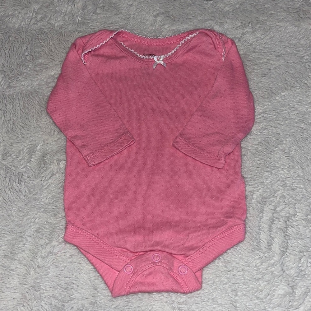 (3 for $10) George pink 0-3 month long sleeve bodysuit baby girl clothing